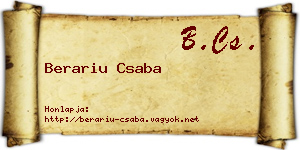 Berariu Csaba névjegykártya